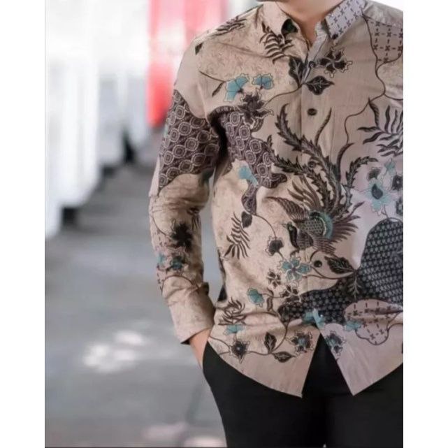 Batik Pria Lengan Panjang BATIK NAKULA HRB026 motif KERATONAN Kode 002 size M L XL XXL Reguler