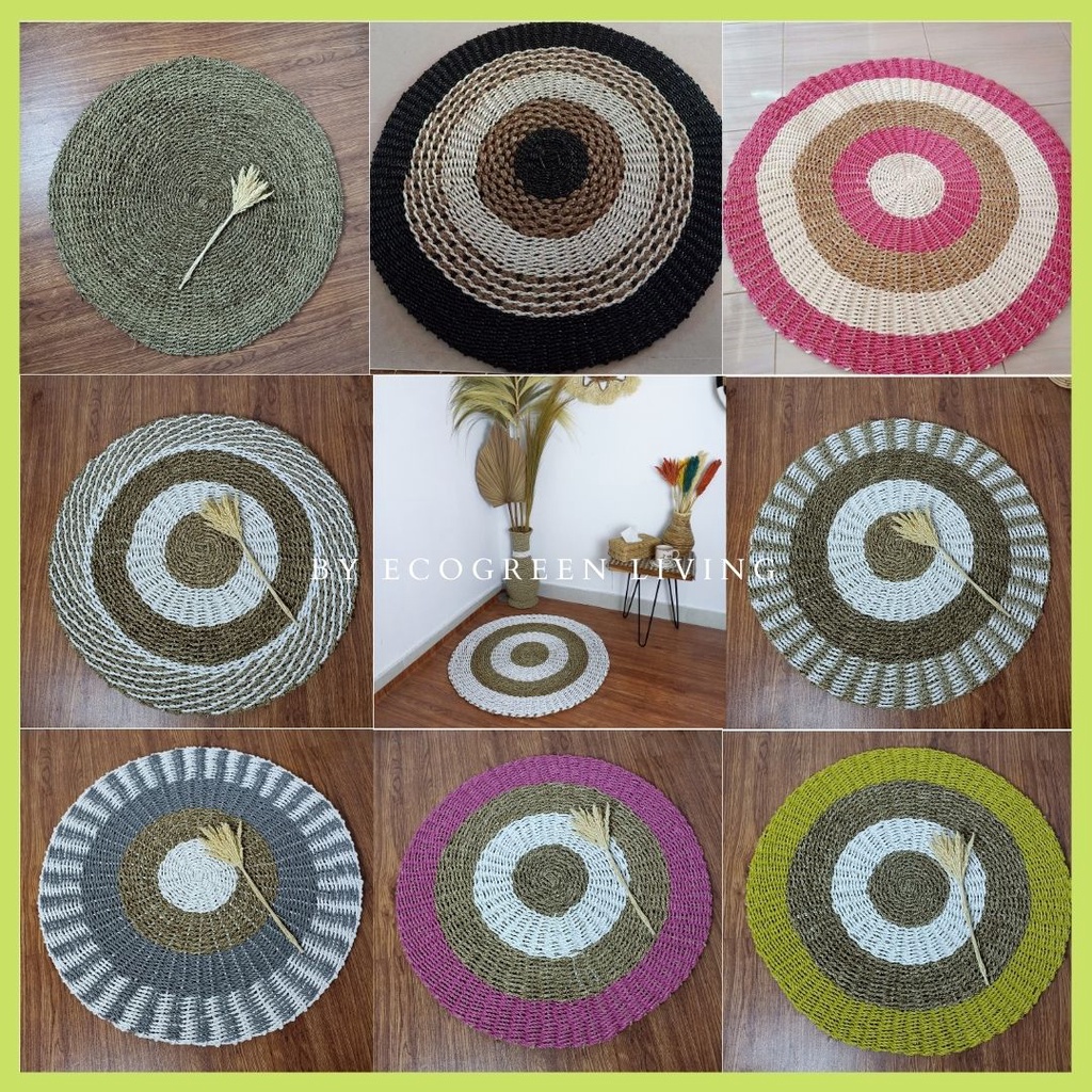 RUG SEAGRASS / KARPET BULAN / TIKAR BULAT / KARPET ANYAMAN MANTUL TERMURAH LEBAY