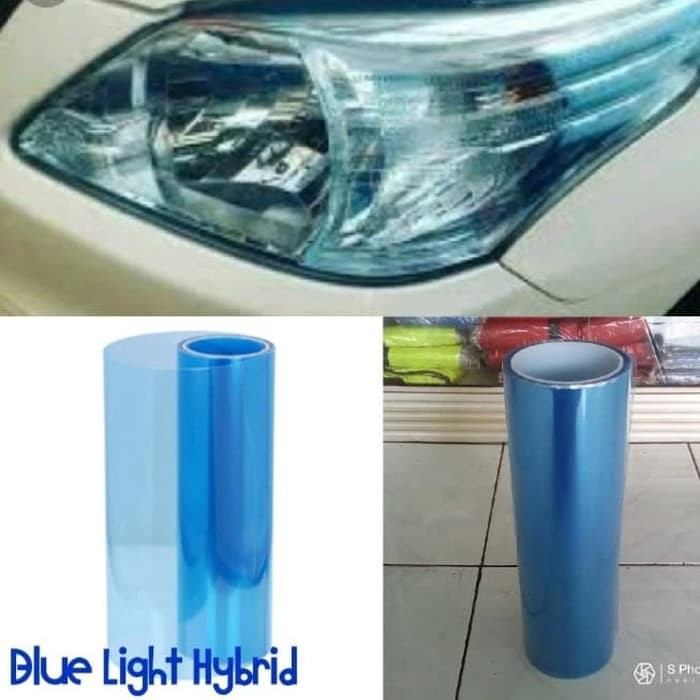 Stiker Headlamp Mobil Motor Hybrid Biru Aqua 3 Lapis Impor