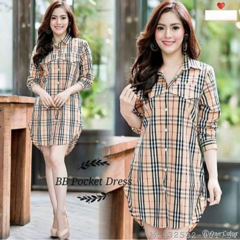 KEMEJA TUNIK  BLUEBERRY GARIS ELEGAN