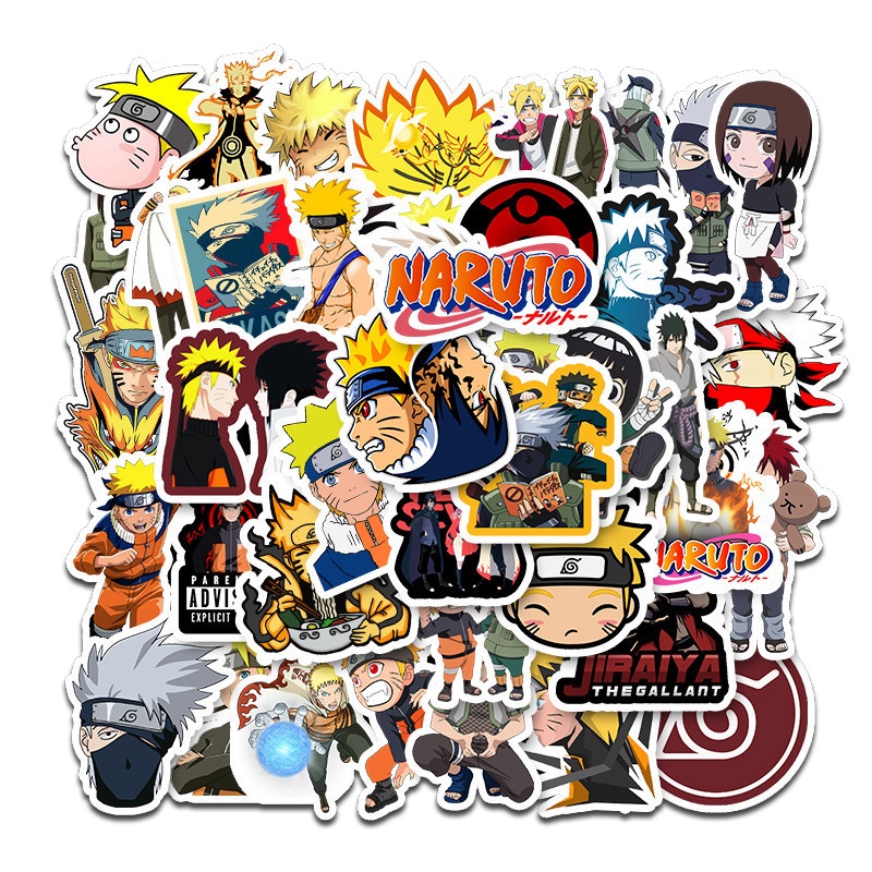 50pcs Cartoon Anime Naruto Handbook Stickers Luggage Laptop Waterproof Stickers