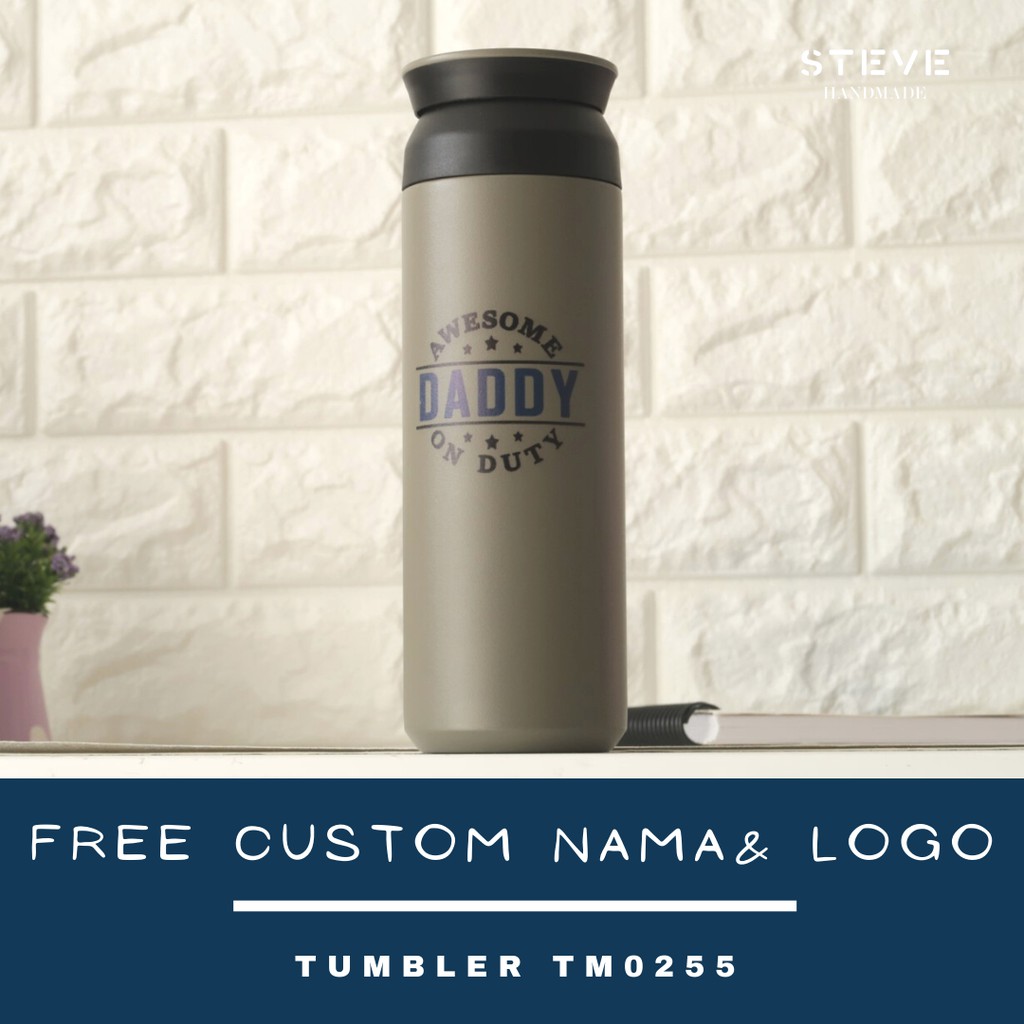 Botol minum stainless termos vacuum tumbler travel mug TM0255 Grey Custom Tahan Air Panas dan Dingin