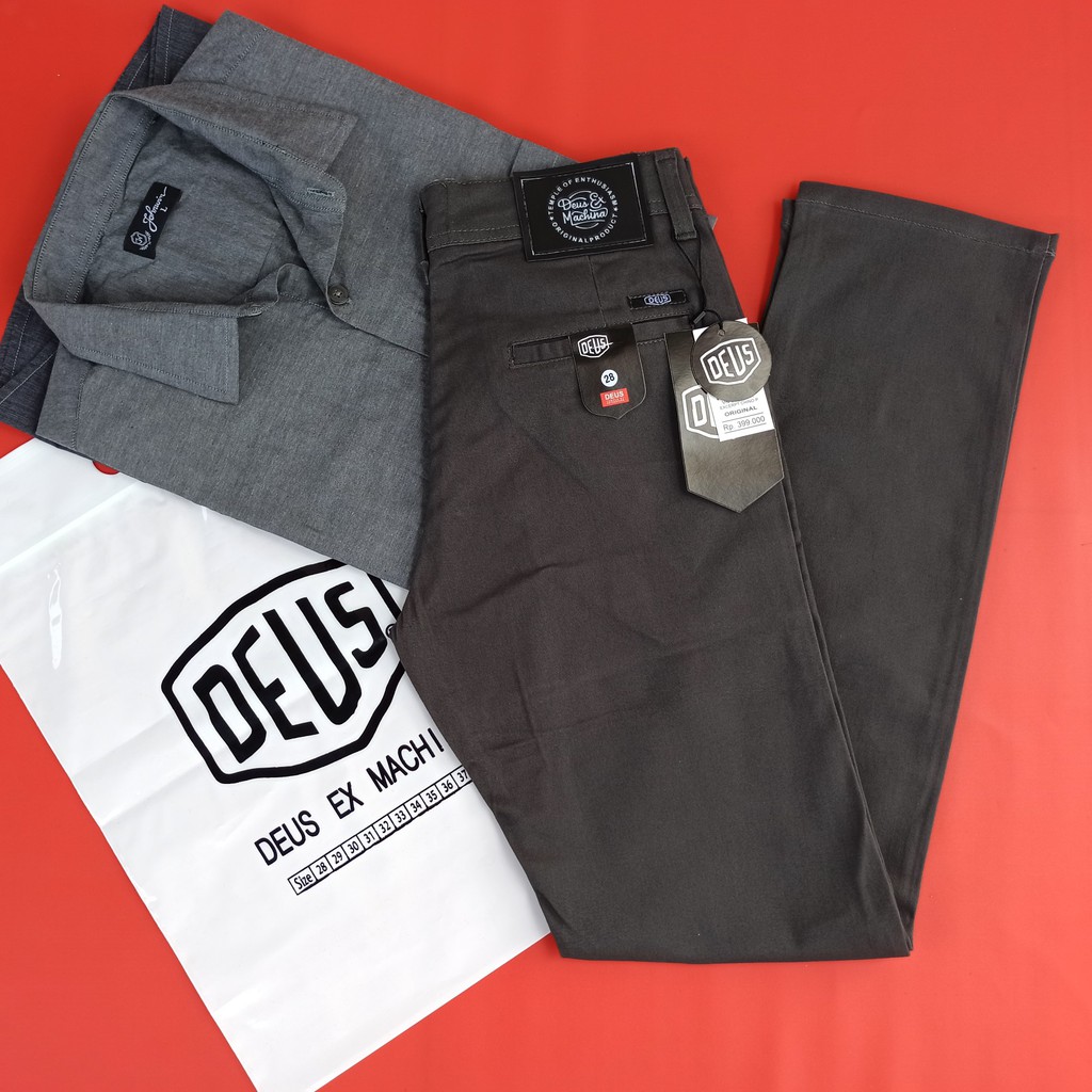 Celana Chino Panjang Pria Bahan Melar Elastis Slimfit Casual Style Hitam Kerja Cowok Dewasa