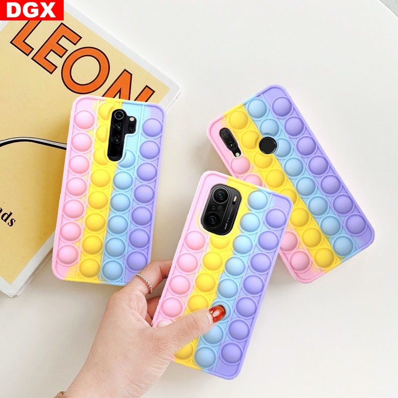 Reliver Stress Pop Fidget Toys Push It Bubble Case for Huawei Nova 5T 7SE Nova 7 Nova3i Y9S Y9 Prime 2019 P30 P40 Pro Mate 30 Antistress Game Cover Adult Kids