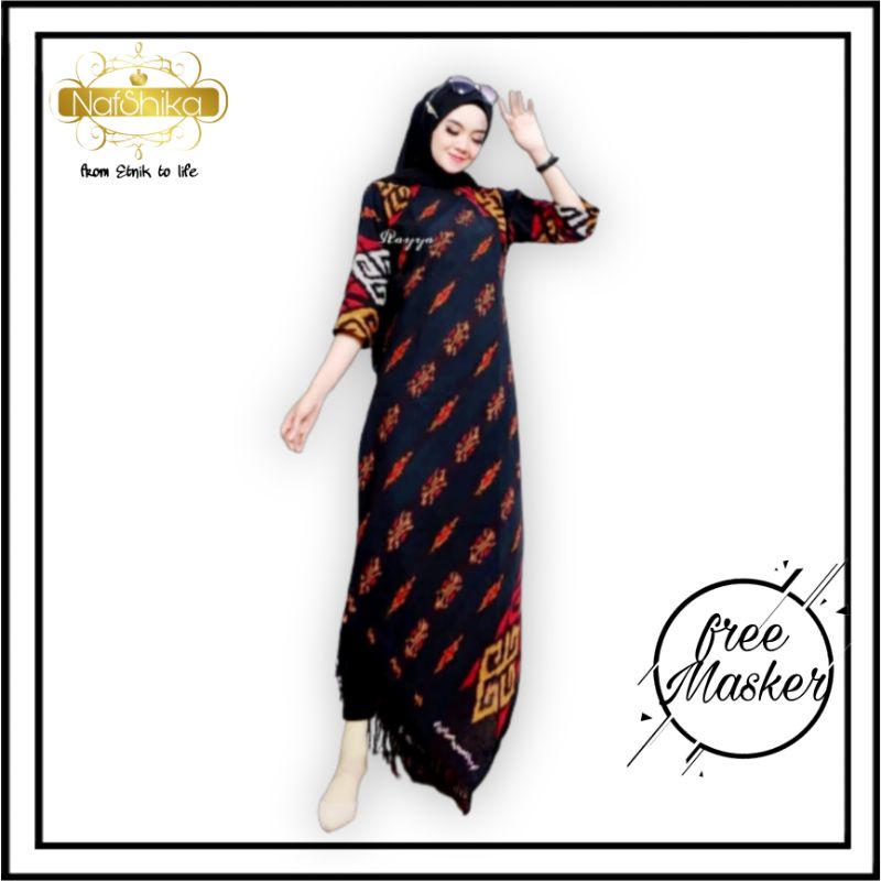 Dress Tenun Wanita Etnik Motif Lokal Troso Jepara - Baju Tenun Etnik Wanita -  - Gamis Etnik