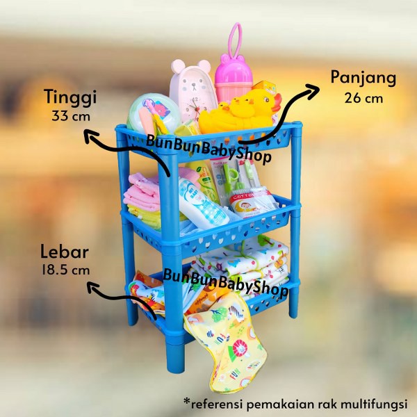 Rak Plastik 3 Susun Serbaguna Perlengkapan Baby New Born Kosmetik Perabot Rumah Tangga Murah Segi 4