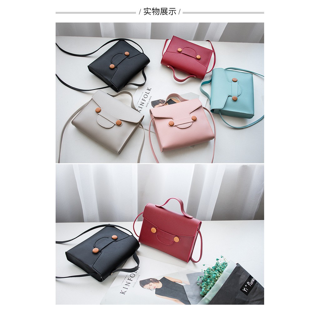 PU Leather Tas Wanita tas selempang Sling Bag Retro Pastel Color