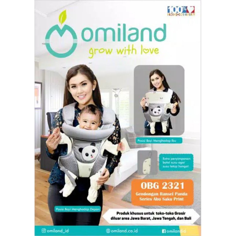 GENDONGAN DEPAN RANSEL PANDA SERIES OBG2321 / GENDONGAN BAYI OMILAND PANDA
