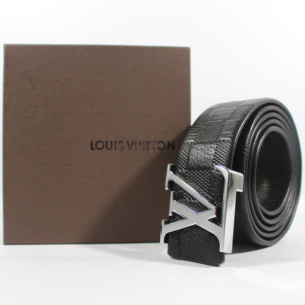 GESPER IKAT PINGGANG KULIT PRIA | LOUIS VUITTON LV 21 SILVER BLACK