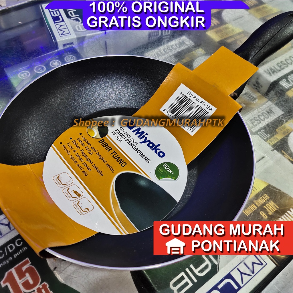 Miyako Panci / Wajan Penggorengan / Fry Pan 18 cm Teflon Anti Lengket FP18A / FP18 A / FP 18A / FP 18 A / FP-18A