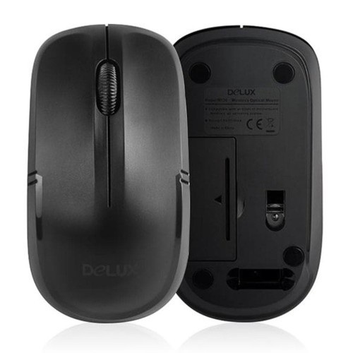 Mouse wireless Delux M136 Black/White - Hitam