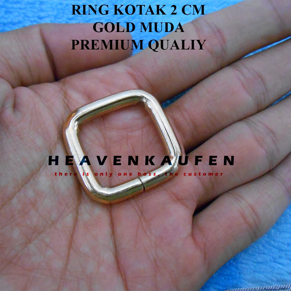 Ring Kotak Tas 2 cm Gold Muda / Emas Muda Tebal 4,5 mm