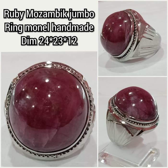 cincin batu akik permata ruby mozambik jumbo asli natural