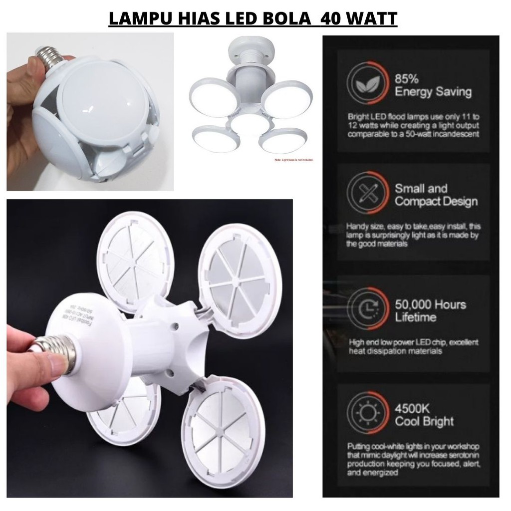 Lampu Hias LED Model Bola Dan Kipas 40 Watt 3000 Lumens Terang 113167