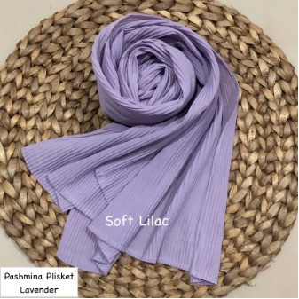 PASHMINA hijab CERUTY PLISKET FULL LIDI TANPA GARIS TENGAH jilbab pashmina plisket PLEATED SHAWL TERMURAH dan TERLARIS-Lavender