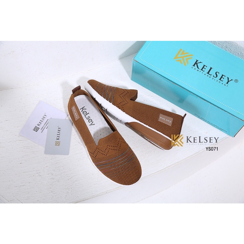 (GRATIS ALAS KAKI) Kelsey Sepatu Flyknit Flat Shoes Wanita  YS071