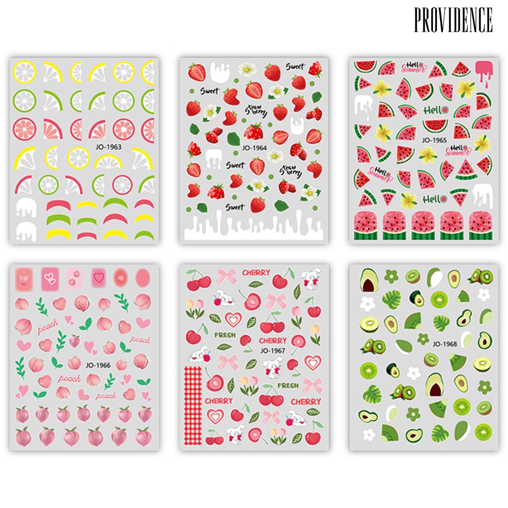 Stiker Kuku Desain Buah Lemon Jeruk Bali Semangka Strawberry Peach Cherry Alpukat Untuk Nail Art