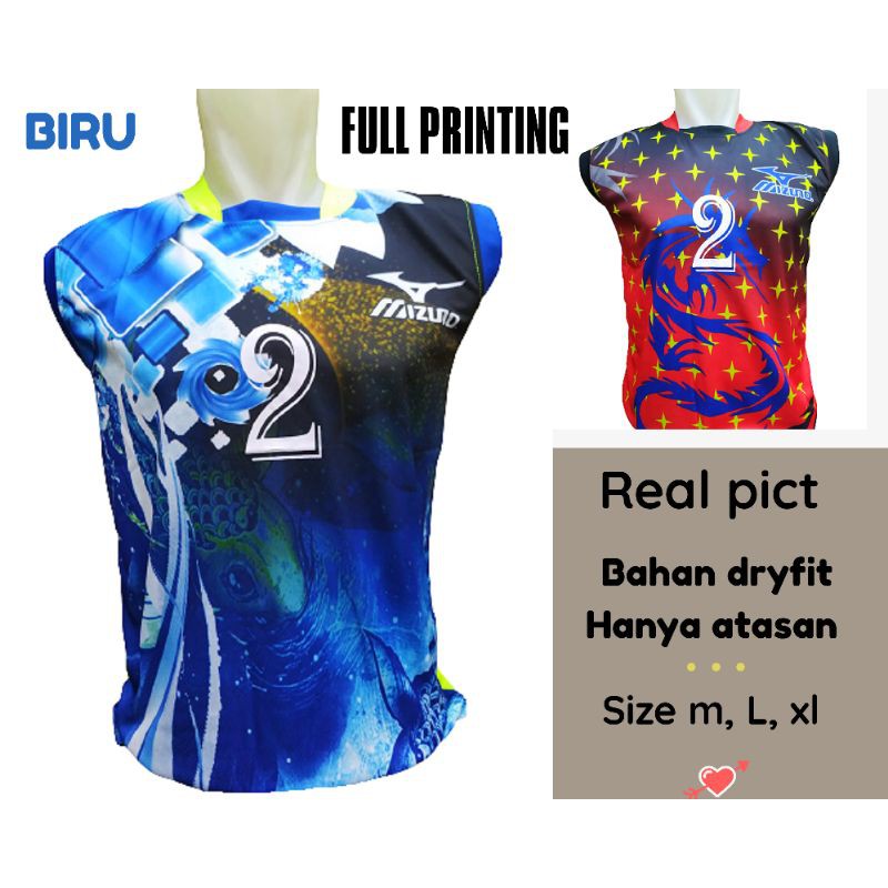 Baju Jersey futsal/volly/bola/badminton atasan singlet printing