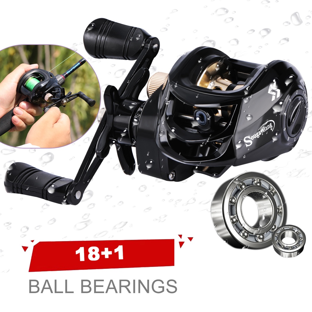 Reel Baitcasting Bahan Metal Kapasitas 10kg/22lb Untuk Memancing rill pancing reel bc 7.2:1 Max Drag 10kg