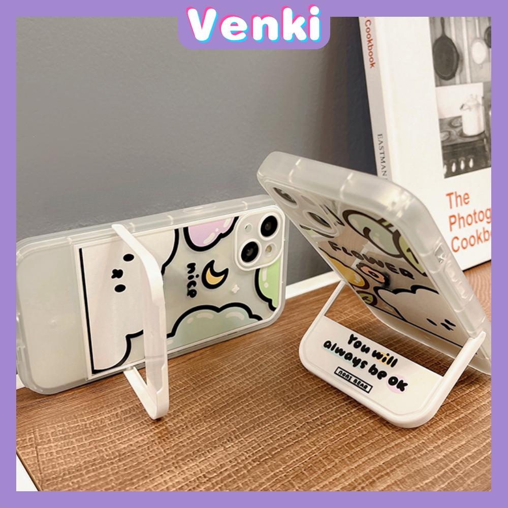 iPhone Case Acrylic Invisible Folding Stand Silicone Soft Case Shockproof Cover Camera Bear Cute Cartoon Compatible For iPhone 11 Pro Max 13 Pro Max 12 Pro Max 7Plus xr XS Max