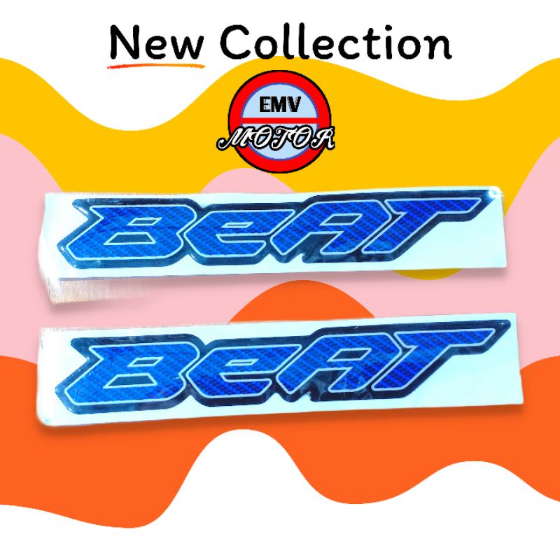 Sepasang emblem timbul BEAT KARBON BIRU