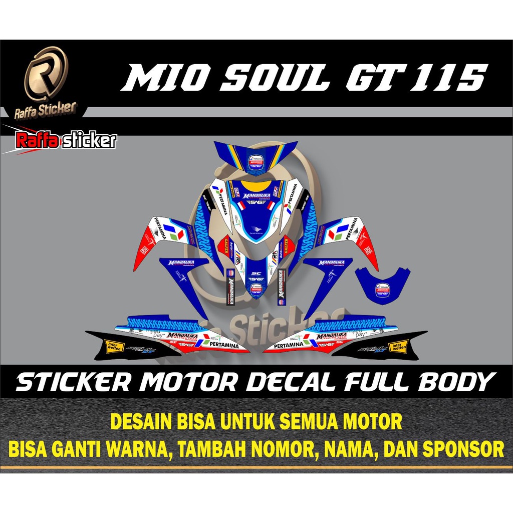 Stiker Decal Motor full body  Mio Soul GT 115  Pertamina Mandalika racing team