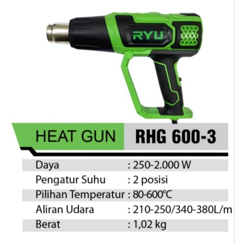 RYU RHG600-3 Hot Air Heat Gun - Hot Gun Blower Pemanas
