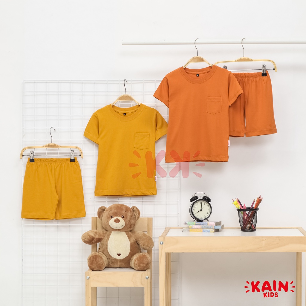 KainKids Setelan Kaos Polos Anak &amp; Celana Pendek 1-7Y | Set Pocket Tee Short Pants PK SPC01