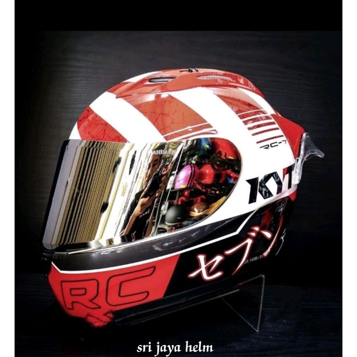 HELM KYT RC7/RC SEVEN  SERI 17 WHITE/RED PAKET GANTENG