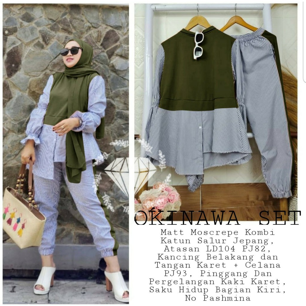 SET OKINAWA SALUR / SETELAN MURAH / SETELAN WANITA CANTIK / STELAN TERBARU / COD