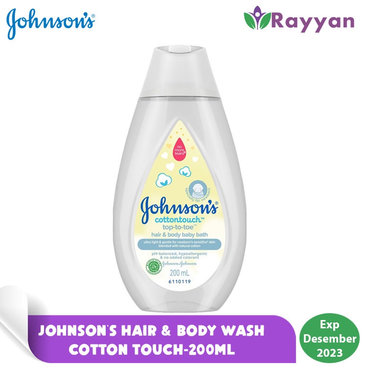 Johnson's Hair &amp; Body bath Cotton Touch 200 Ml Harum Wangi | Sabun Cair Johnson's | Sabun Mandi Bayi|Perlengkapan Mandi Bayi|Kebutuhan Bayi