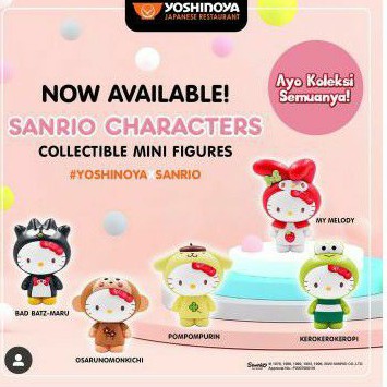 Sanrio mini figure characters | karakter Yoshinoya - mainan yoshinoya, kidsmeal yoshinoya
