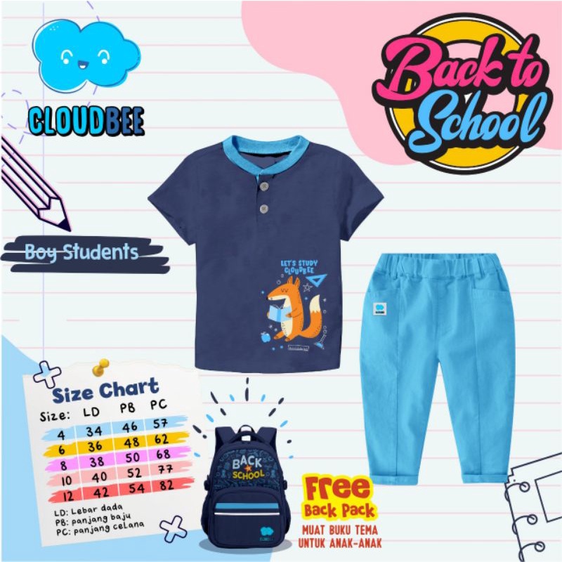 CLOUDBEE SET BACK TO SCHOOL| SETELAN CLOUDBEE FREE BACK PACK