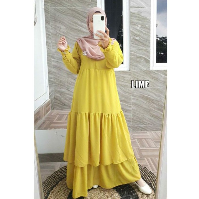 Gamis Ceruty Babydoll Layer Free Boorch/ Gamis Ceruty Double Layer