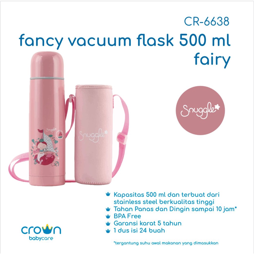 Sugar Baby Strong Vacuum Stainless Bottle 500ml 600ml / Snuggle Fancy Vacuum + Case  500ml - Termos Air Panas Dingin