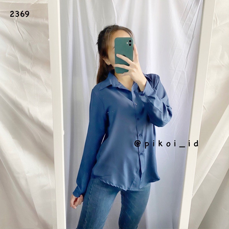 kemeja basic putih / kemeja mango lengan panjang / basic white shirt / kemeja wanita kantor pink
