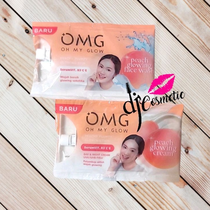 [SASET] OMG Oh My Glow Peach Glowing Cream 7.5gr | Face Wash 9gr Sachet