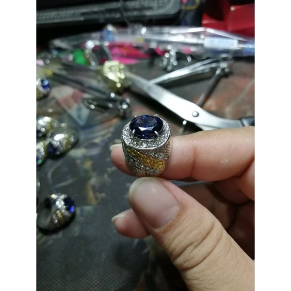 ASLI Cincin Similiar Royal Blue Safir Kualitas Super Kantoran