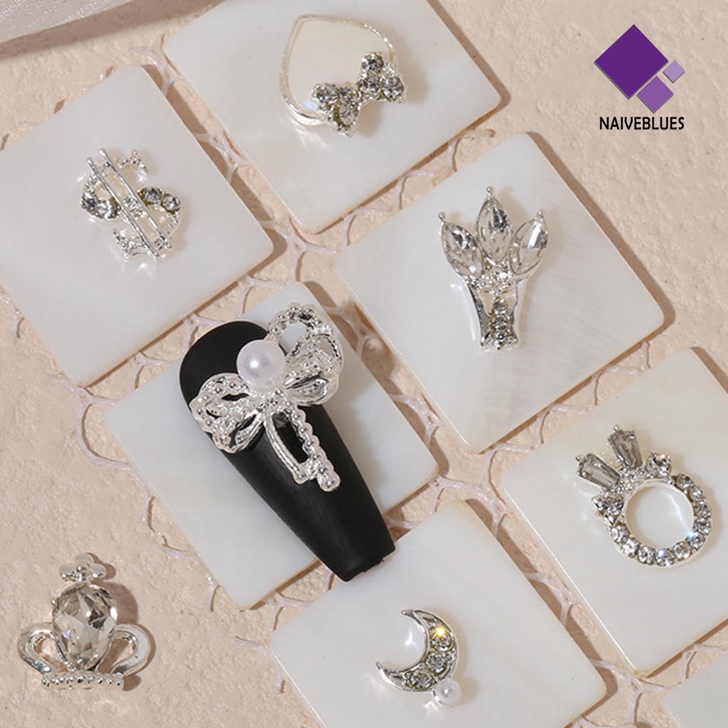 20pcs Ornamen Kuku Bentuk Hati Pita Bahan Alloy Tahan Karat Untuk Perlengkapan Kecantikan