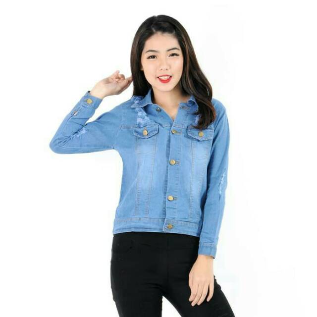 Jaket denim jeans korea wanita terbaru