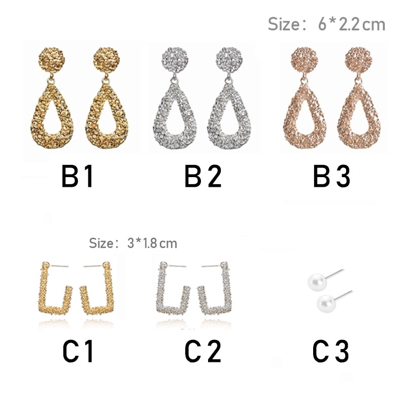 COD Korea Anting Fashion Anting Hijab Emas Karat Logam Trapesium Aksesoris Fashion 01