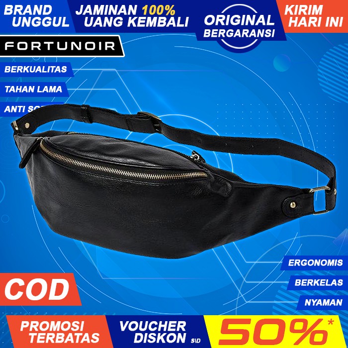 TAS SELEMPANG PRIA KULIT SLEMPANG WAISTBAG SLING BAG KULIT ASLI KECIL PRIA COWOK COWO MURAH FN320