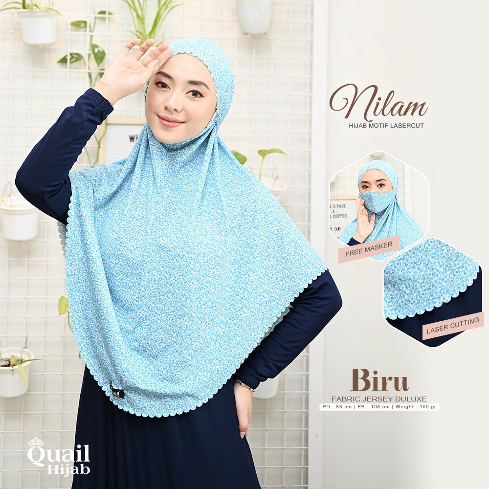 NILAM Daily Jilbab instan Motif bunga kecil laser cut Quail Hijab