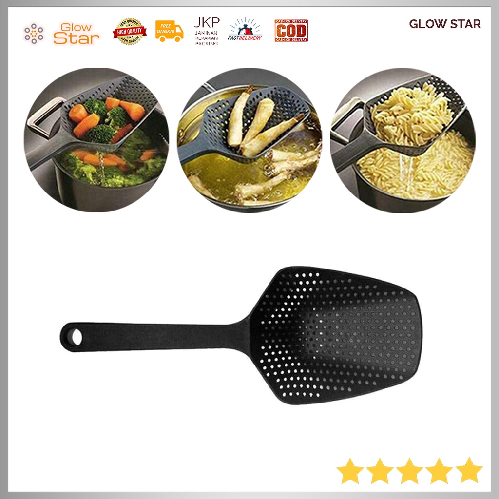 Spatula Sutil Plastik Peniris air Nilon Alat Masak Dapur Fry Food Mesh Strainer Untuk Wajan Anti Gores Teflon