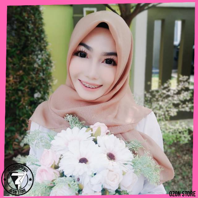 Kerudung Segi Empat Bella Square Hijab Jilbab Polycotton Daily Hijab Simple - COKLAT MUDA