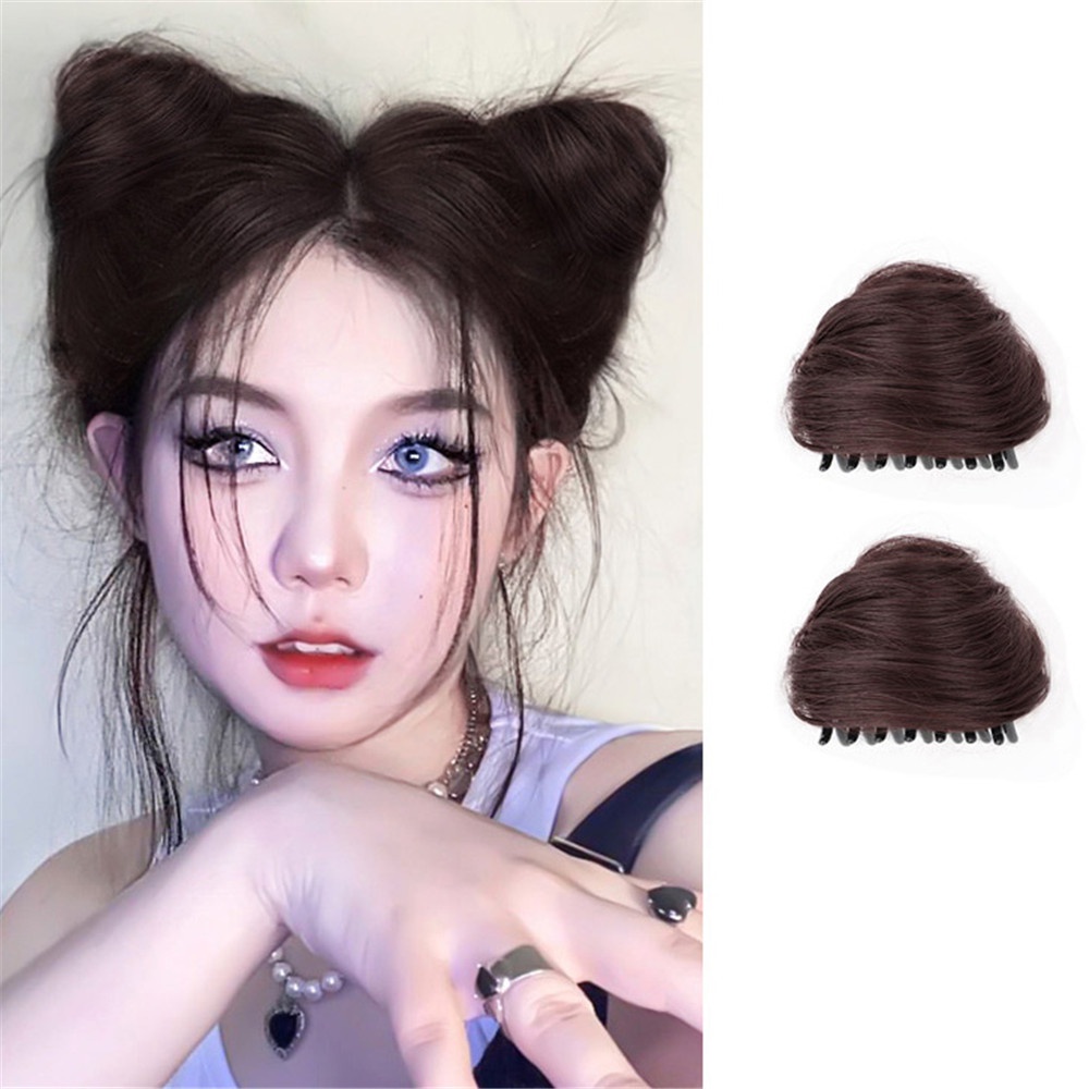 1 / 2pcs Klip Wig Rambut Kepala Kucing Fluffy Simulasi Untuk Aksesoris Wanita