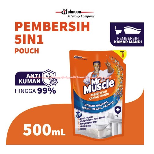 Mr Muscle Pembersih Kamar Mandi 5in1 Harum Dan Bebas Kuman 500ml Kemasan Refill Pouch Mr Muskel Mrmuscle