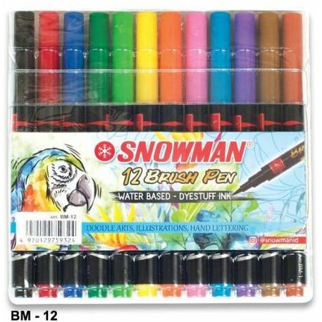 

(BISA COD) brushpen bm-12 / brush pen snowman / snowman stationary / spidol warna SALE Kode 1454