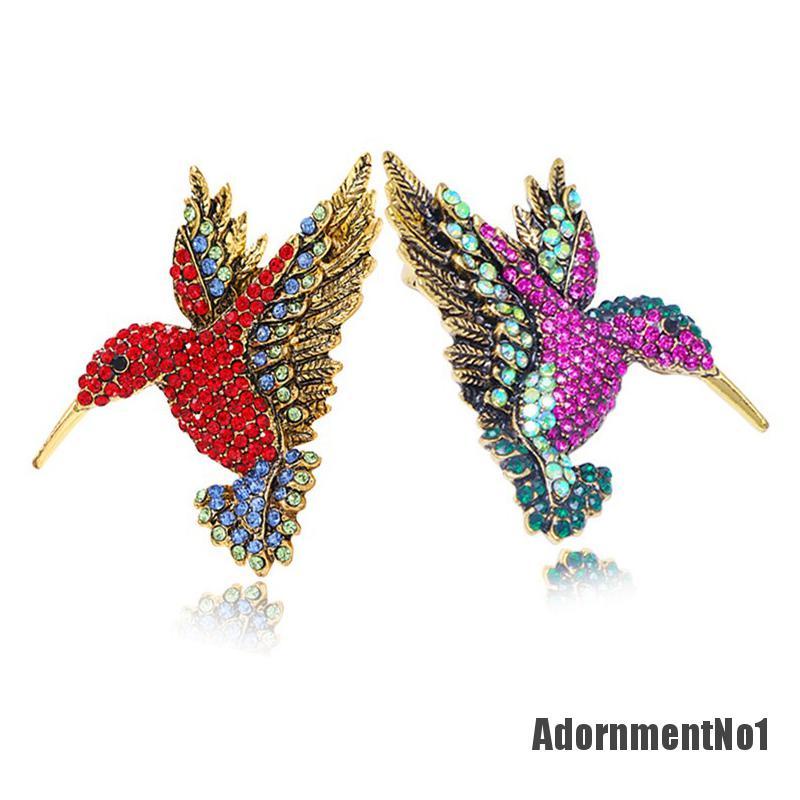 (Adornmentno1) 1pc Bros Pin Desain Burung Kolibri Hias Kristal Berlian Imitasi Untuk Wanita