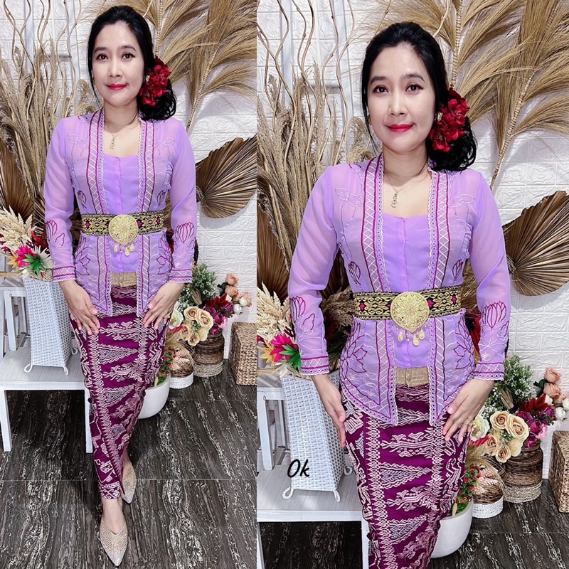 kebaya jadi bordir motif lotus